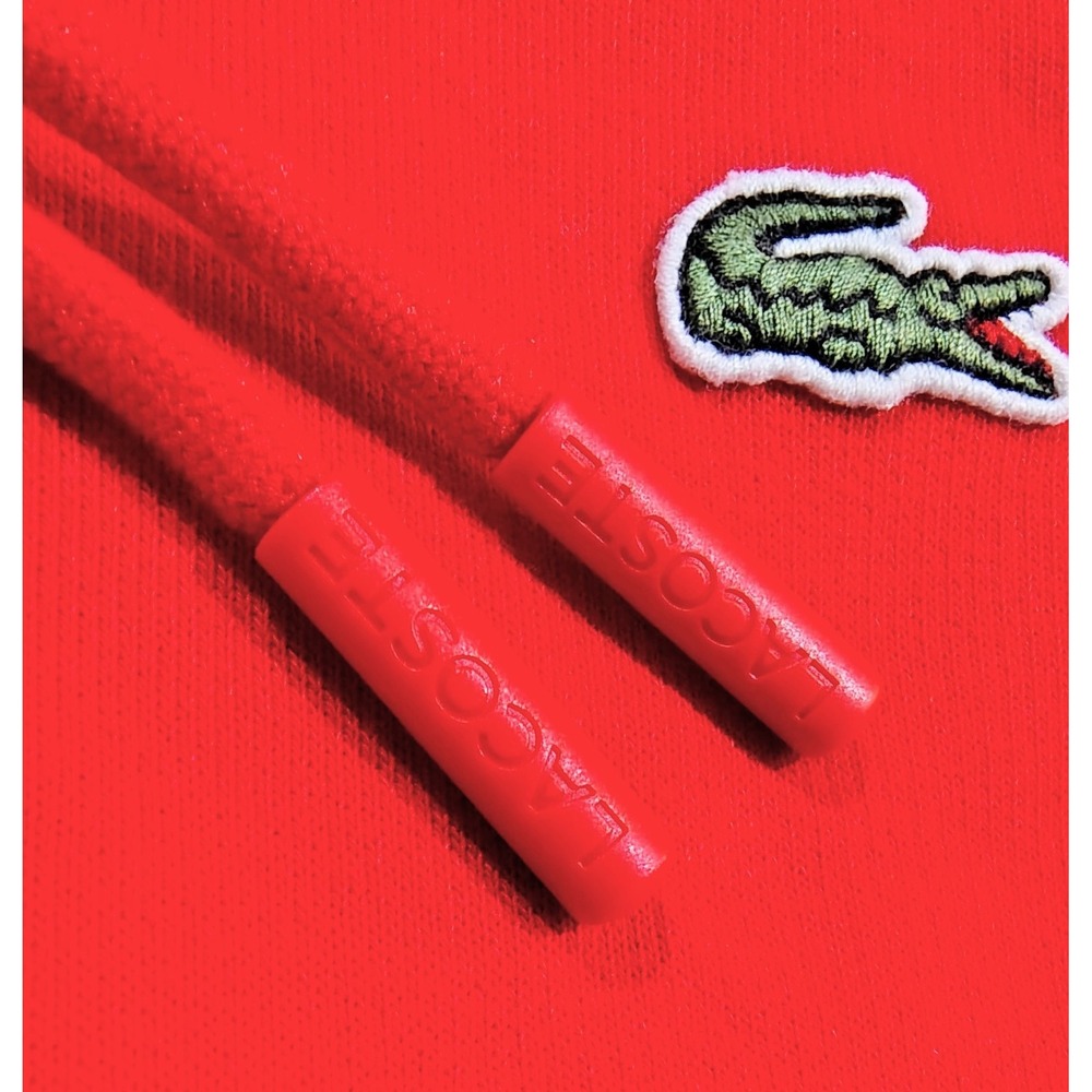Lacoste Sport Hoodie Mens Large Red Full Zip Cotton Blend Fleece Sweatshirt Logo - Picture 6 of 15